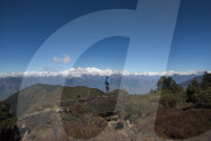 Taking in the view of the Himalayan Range on the trail between Sian Gompa and Gosainkund in the Langtang region of Nepal.