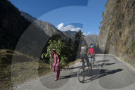 Mountain biking near the Tibetan border in Nepal