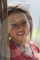 Nepali girl near Kalibote on the Manaslu circuit trek in Nepal