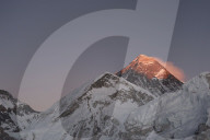 Sun sets on Mount Everest seen from Kala Patar, Khumbu, Himalayas, Nepal, Asia