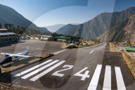 The airstrip at Lukla in the Everest region of Nepal, Asia