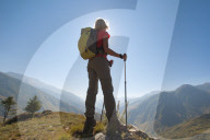 Taking a pause from the trail at a viewpoint in the Juphal valley in Dolpa, a remote region of Nepal