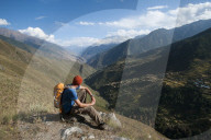 Looking east down the Juphal valley from the Balanga Langa pass in Dolpa, a remote region of Nepal