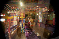 Inside the Buddhist monastery at Tengboche in the Everest region of Nepal