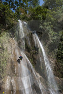 Canyoning in a waterfall in Nepal, Asia