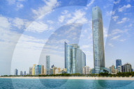 Skyline and Corniche, Al Markaziyah district, Abu Dhabi, United Arab Emirates, Middle East