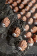 Small porcelain hogs as votive offerings, Marishisonten-do temple