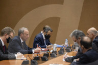 Foreign Secretary Dominic Raab attends a meeting on Cyprus 