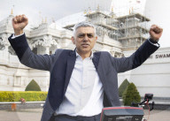 Sadiq Khan Mayor of London at the Neasden Temple for a India Covid19 fund raising challenge, London.
