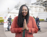 Dawn Butler at the Neasden Temple for a India Covid19 fund raising challenge, London.