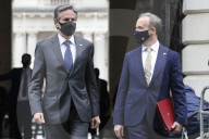 Foreign Secretary Dominic Raab with US SoS Blinken outside FCDO