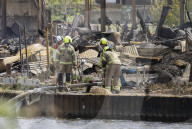 Boatyard fire on the River Thames