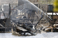 Boatyard fire on the River Thames