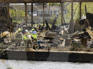 Boatyard fire on the River Thames
