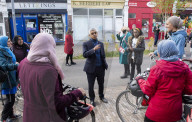 Sadiq Khan, Labour's Mayor of London candidate on the election trail in Leyton, London.