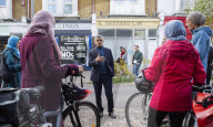 Sadiq Khan, Labour's Mayor of London candidate on the election trail in Leyton, London.