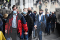 Commuters arrive at Paddington today, 13th May 2021. 