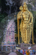 The giant statue to the Hindu Lord Murugan at the entrance to the Batu Caves, Gomback, Selangor, Malaysia, Southeast Asia, Asia