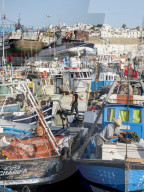 Morocco, Tangier, port fishing boats