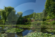 Monet's house behind the waterlily pond, Giverny, Normandy, France, Europe