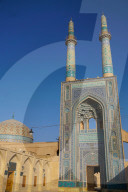 Facade and minarets, Jameh Mosque, Yazd, Iran