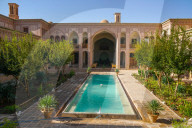 Courtyard of late 18th century Qajar Mansion, now Serai Ameriha Hotel, Kashan, Iran