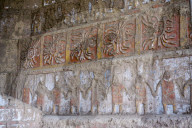 Huaca del sol y de la luna, precolombian structure, polychrome friezes
