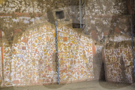 Huaca del sol y de la luna, precolombian structure, polychrome friezes