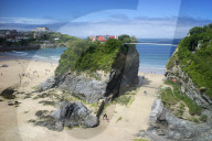 Suspension bridge at Towan beach, Newquay, Cornwall, England, United Kingdom, Europe