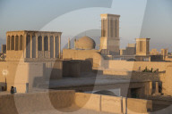 Old City skyline with bagdirs windtowers. Yazd. Iran.