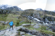 Hikers and climbers in Snowdonia National Park, Gwynedd, Wales, United Kingdom, Europe