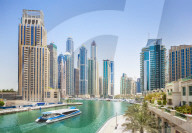 Dubai Marina skyline and harbour, Dubai City, United Arab Emirates, Middle East