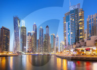 Dubai Marina skyline at night, Dubai City, United Arab Emirates, Middle East