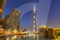 Dubai Burj Khalifa and skyscrapers at night, Dubai City, United Arab Emirates, Middle East