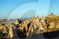 Turkey, Central Anatolia, Cappadocia, rockcut topography at Uchisar, Unesco World Heritage site