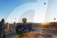Turkey, Central Anatolia, Cappadocia, balloon flight over Goreme, Unesco World Heritage site