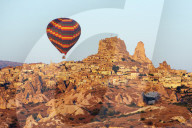 Turkey, Central Anatolia, Cappadocia, balloon flight over Goreme, Unesco World Heritage site
