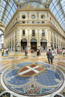 Mosaic tiled floor, Vittorio Emanuele II Gallery, Milan, Lombardy, Italy, Europe