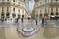 Mosaic tiled floor, Vittorio Emanuele II Gallery, Milan, Lombardy, Italy, Europe