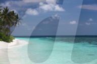 Tropical island and lagoon, Maldives, Indian Ocean,