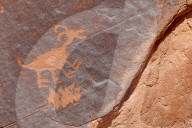 Petroglyphs at Sun's Eye, Monument Valley Navajo Tribal Park, Monument Valley, Utah, USA.