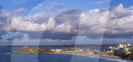St Ives and The Island from Clodgy Point, Cornwall, England.