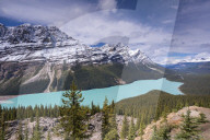 Beautiful Peyto Lake in the Canadian Rockies, Banff National Park, Alberta, Canada. Autumn (September) 2015.