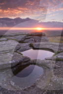 Kestor Rock at sunrise, Dartmoor National Park, Devon, England. Autumn (September) 2015.