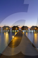 Overwater villas at Olhuveli Beach and Spa Resort, South Male Atoll, Kaafu Atoll, Maldives (PR)
