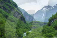 River valley and waterfall near Flam, Norway