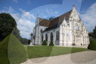 The royal monastery of Brou.  The church is a masterpiece of the Flamboyant Gothic style.