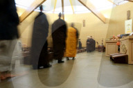 Fo Guang Shan temple.  Buddhist ceremony.  Walking meditation.