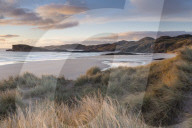 Late evening light on the dunes at Oldshoremore, Sutherland, Scotland, United Kingdom, Europe