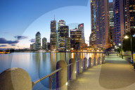 Australia, Queensland, Brisbane, Brisbane River and City at Dusk